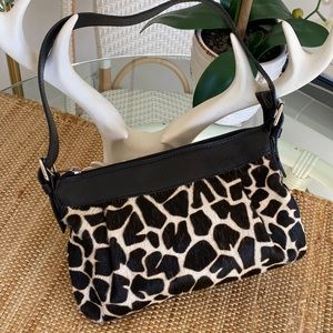 Mauricio Taiuti Leather Leopard Print Calf Hair Handbag